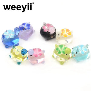 13/18mm Crystal Turtle Lampwork Glass Beads Spacer for Jewelry Making