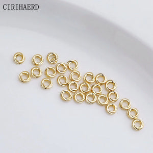 14K Plated Round Twist Closed Gasket Jump Rings for DIY Jewelry Making