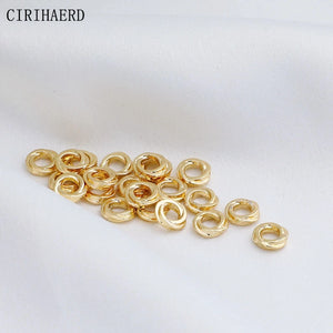14K Plated Round Twist Closed Gasket Jump Rings for DIY Jewelry Making