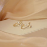 14K Zirconia Pearl Bow Earrings Gift