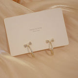 14K Zirconia Pearl Bow Earrings Gift