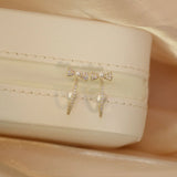 14K Zirconia Pearl Bow Earrings Gift