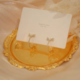 14K Zirconia Pearl Bow Earrings Gift