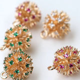 14K Gold Plated 10MM Zircon Round Ball Necklace Pendant Earring DIY Jewelry