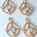 14K True Plated Zircon Cross Water Drop Necklace Pendant Earring Charms