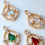 14K True Plated Zircon Cross Water Drop Necklace Pendant Earring Charms