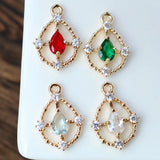 14K True Plated Zircon Cross Water Drop Necklace Pendant Earring Charms