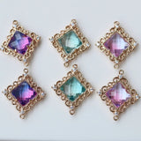 14K Plated Zircon Rhombus Necklace Pendant Earring Charms DIY Jewelry Accessory