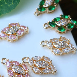 14K Plated Zircon Leaf Necklace Pendant Charms DIY Jewelry Making