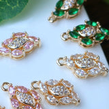 14K Plated Zircon Leaf Necklace Pendant Charms DIY Jewelry Making