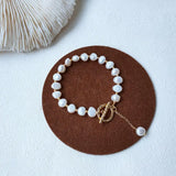 14k Filled Baroque Pearl Bracelet for Women, Wedding Gift