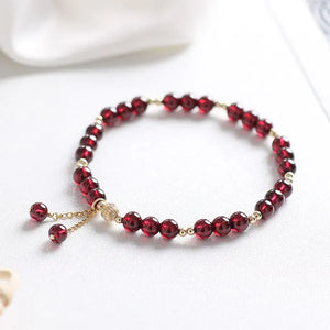14k Filled Garnet Crystal Beaded Bracelet - Fine Jewelry Gift