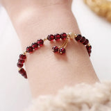 14k Filled Garnet Crystal Beaded Bracelet - Fine Jewelry Gift