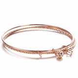 14k Rose Bead Square Pendant Bracelet for Women 585 Jewelry