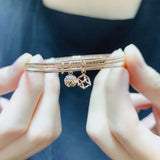 14k Rose Bead Square Pendant Bracelet for Women 585 Jewelry