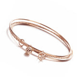 14k Rose Bead Square Pendant Bracelet for Women 585 Jewelry