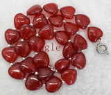 Natural Red Ruby Heart Gemstone Beads Necklace 18''