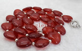Natural Red Ruby Heart Gemstone Beads Necklace 18''