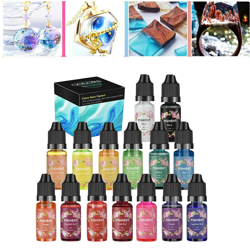 15 Colors Alcohol Ink Diffusion Resin Pigment Set for Jewelry Making