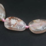 15PCS Pink Cherry Blossom Agates Slab Nugget Beads