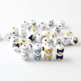 20Pcs 16mm Cat Printed Wooden Beads for DIY Crafts and Jewelry Making
