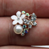 10pcs Butterfly Alloy Rhinestone Pearl Resin Rose Flower DIY Jewelry Accessories