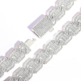 17mm Iced Out Cuban Link Chain Bracelet Full Rhinestones Hip Hop Jewelry