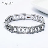18.5cm Clear Crystal Stones Rectangle Bracelet & Bangle for Women