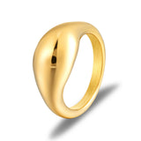 18K Stainless Steel Water Drop Chain Ring Wedding Party Jewelry Gift