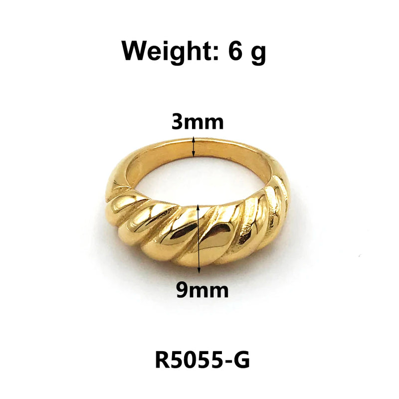 18K Stainless Steel Water Drop Chain Ring Wedding Party Jewelry Gift