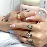 18K Stainless Steel Water Drop Chain Ring Wedding Party Jewelry Gift