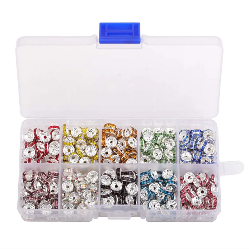 180/400pcs 8mm Rhinestone Crystal Round Spacer Beads Jewelry Making DIY