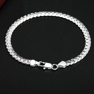 Classic 5MM 18K 925 Sterling Silver Bracelet Wedding Party Christmas Jewelry