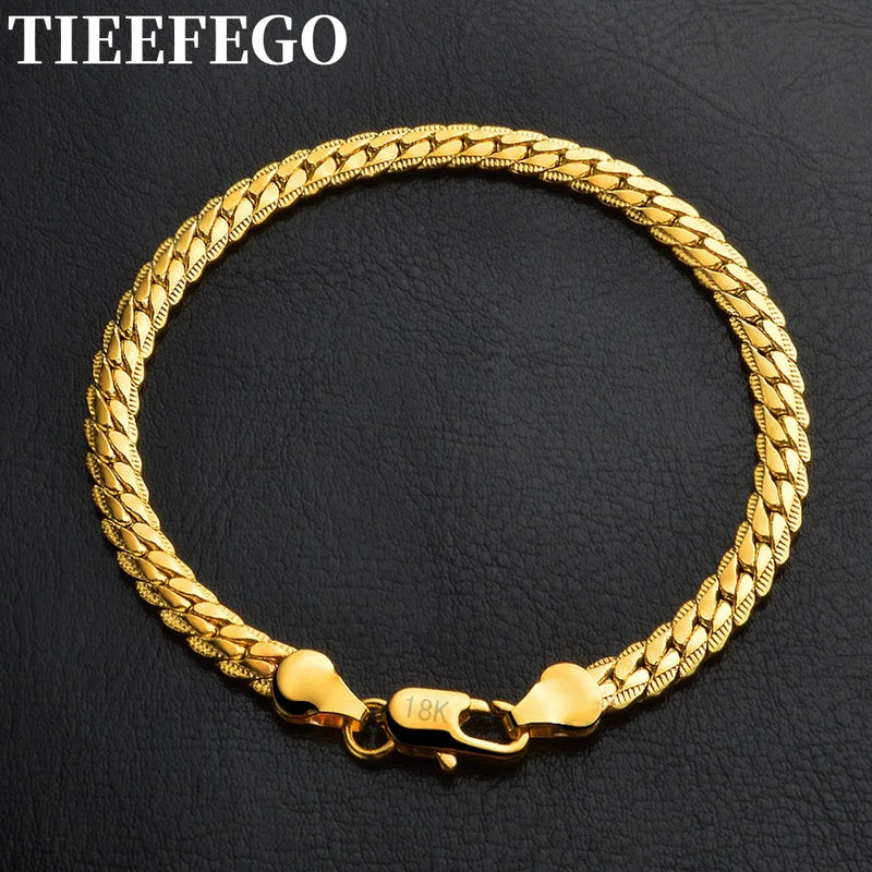 Classic 5MM 18K 925 Sterling Silver Bracelet Wedding Party Christmas Jewelry