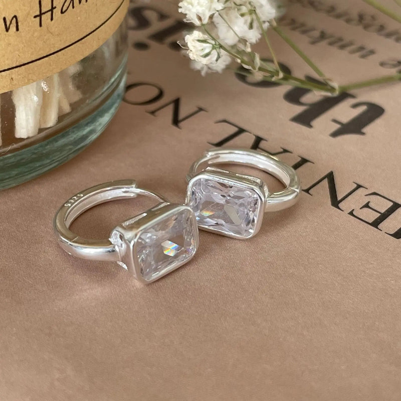 18K 925 Silver Zircon Huggie Earrings