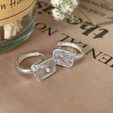 18K 925 Silver Zircon Huggie Earrings