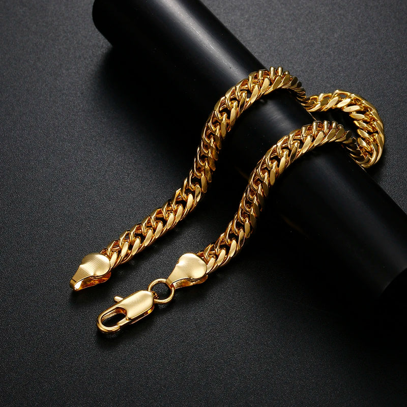 18K Plated 6MM Chain 925 Silver Bracelet