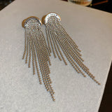 18K Plated 925 Silver Bead Chain Tassel Earrings