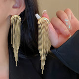 18K Plated 925 Silver Bead Chain Tassel Earrings