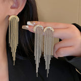 18K Plated 925 Silver Bead Chain Tassel Earrings