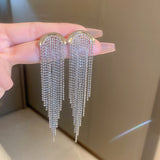18K Plated 925 Silver Bead Chain Tassel Earrings