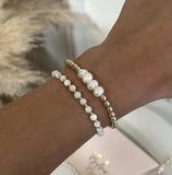 18K Plated Beaded Bracelets for Women Charm Link Chain Statement Bracelets