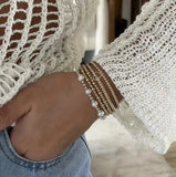 18K Plated Beaded Bracelets for Women Charm Link Chain Statement Bracelets
