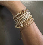 18K Plated Beaded Bracelets for Women Charm Link Chain Statement Bracelets