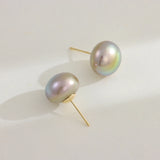 18K Plated Aurora Pearl Earrings For Women Girl Stud Earring