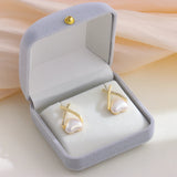 Heart Pearl Earrings 18K Plated Studs for Women Girls