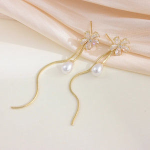 18K Plated Tassel Crystal Earrings For Women Drop Earring Party Jewelry