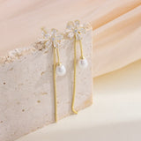 18K Plated Tassel Crystal Earrings For Women Drop Earring Party Jewelry