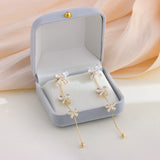 18K Plated Tassel Crystal Earrings Bowknot Drop Party Jewelry