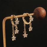 18K Plated Tassels Hoop Earrings Star Moon Animal Drop Earring For Women